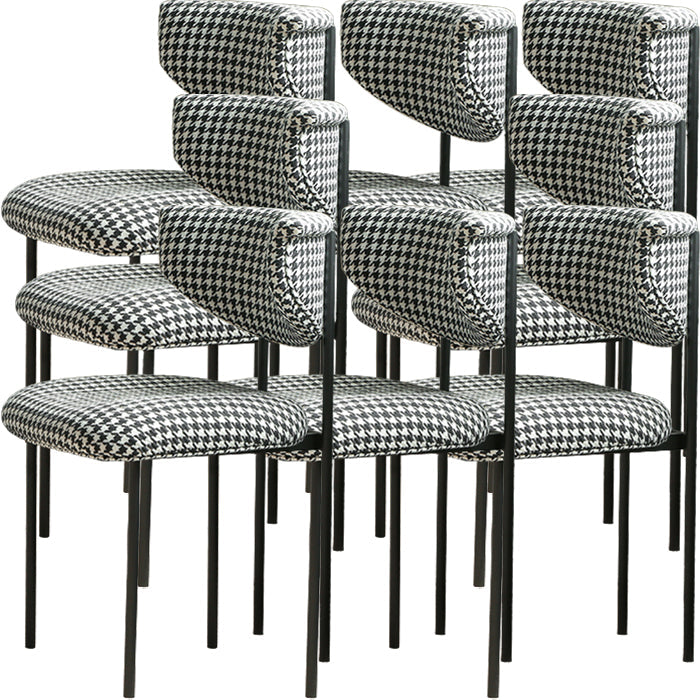 Contemporary Open Back Upholstered Dining Side Chair for Home Houndstooth pattern Linen 8 Piece Set Clearhalo 'Dining Chairs' 'Dining Tables & Seating' 'dining_chair' 'furn' 'furn_dining_chair' 'Furniture' 'Kitchen & Dining Furniture' 7733620