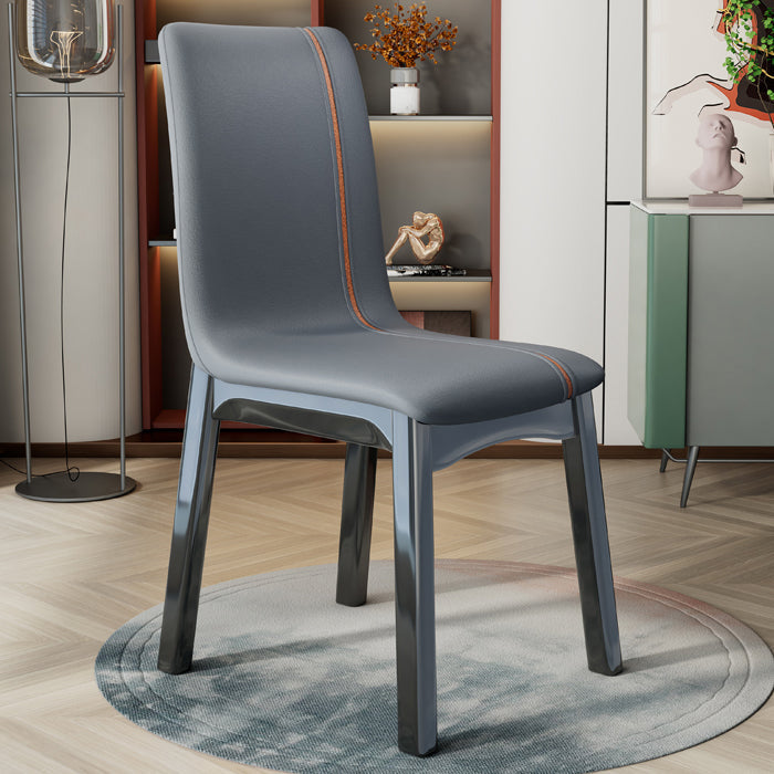 Glam -stijl lederen Parsons rug houten benen eetkamerstoel