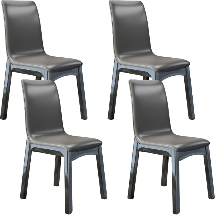 Glam -stijl lederen Parsons rug houten benen eetkamerstoel