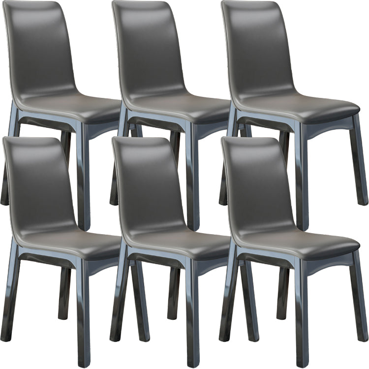 Glam -stijl lederen Parsons rug houten benen eetkamerstoel