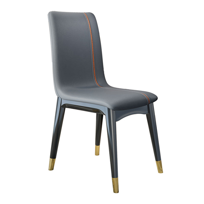 Glam -stijl lederen Parsons rug houten benen eetkamerstoel