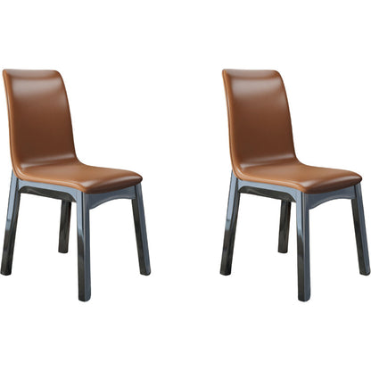 Glam -stijl lederen Parsons rug houten benen eetkamerstoel