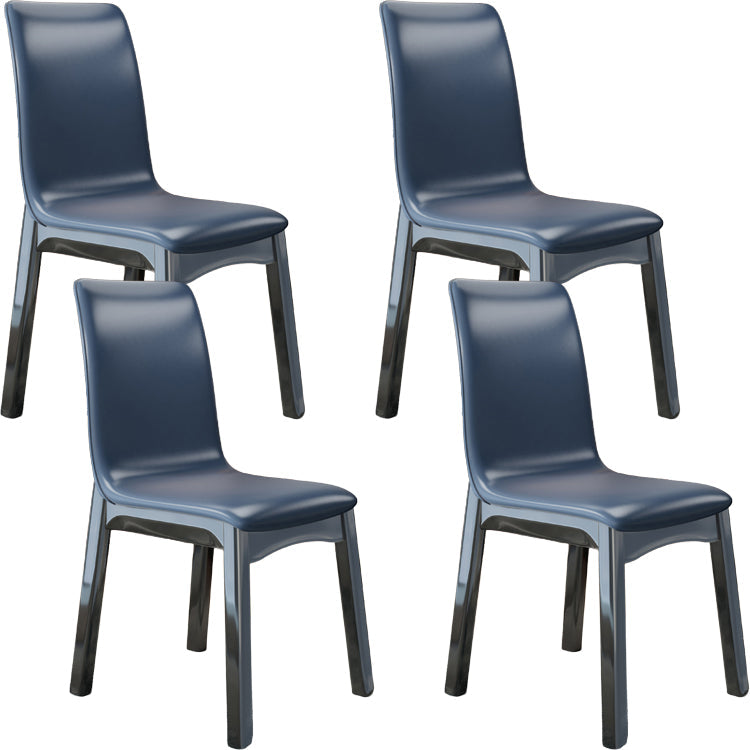 Glam -stijl lederen Parsons rug houten benen eetkamerstoel