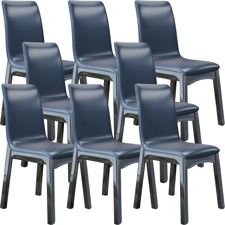 Glam -stijl lederen Parsons rug houten benen eetkamerstoel