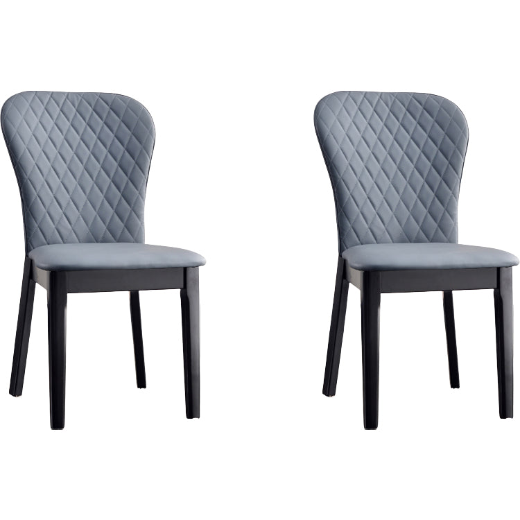 Glam -stijl lederen Parsons rug houten benen eetkamerstoel