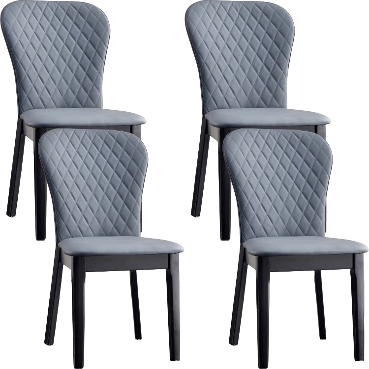 Glam -stijl lederen Parsons rug houten benen eetkamerstoel