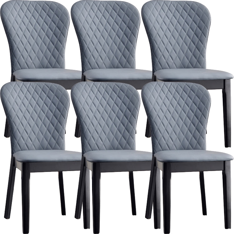 Glam -stijl lederen Parsons rug houten benen eetkamerstoel