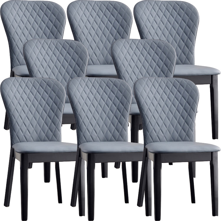 Glam -stijl lederen Parsons rug houten benen eetkamerstoel