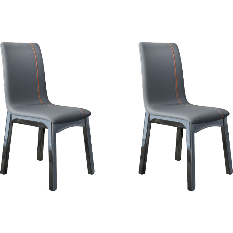 Glam -stijl lederen Parsons rug houten benen eetkamerstoel