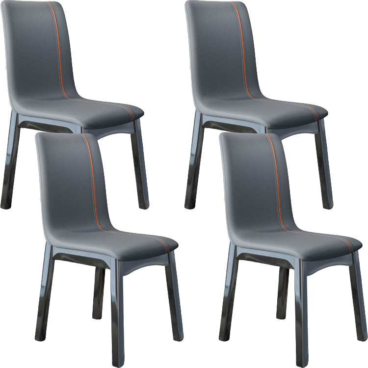 Glam -stijl lederen Parsons rug houten benen eetkamerstoel