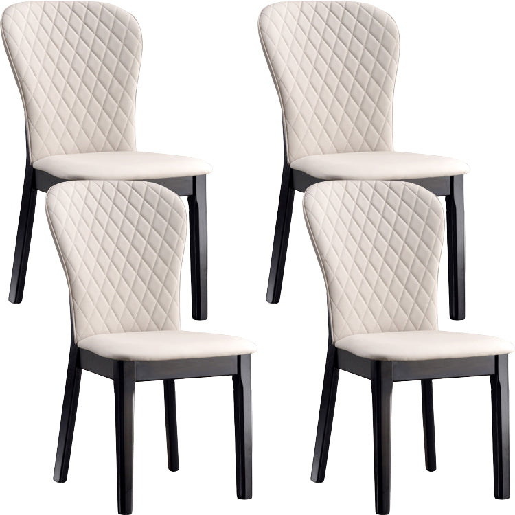 Glam -stijl lederen Parsons rug houten benen eetkamerstoel