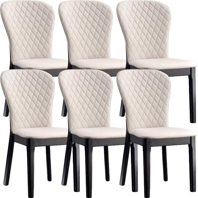 Glam -stijl lederen Parsons rug houten benen eetkamerstoel