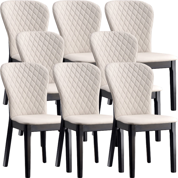 Glam -stijl lederen Parsons rug houten benen eetkamerstoel