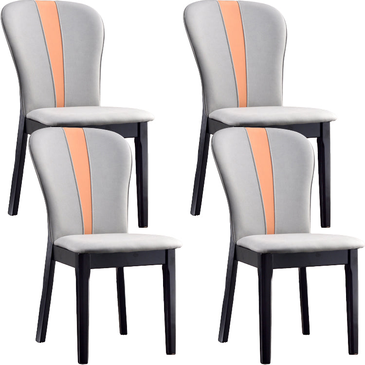 Glam -stijl lederen Parsons rug houten benen eetkamerstoel