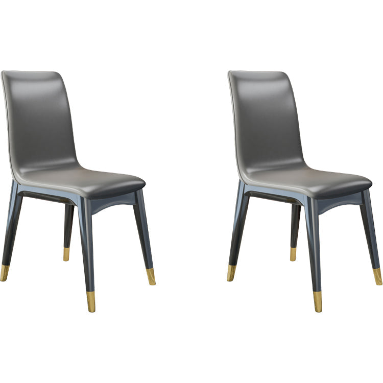 Glam -stijl lederen Parsons rug houten benen eetkamerstoel