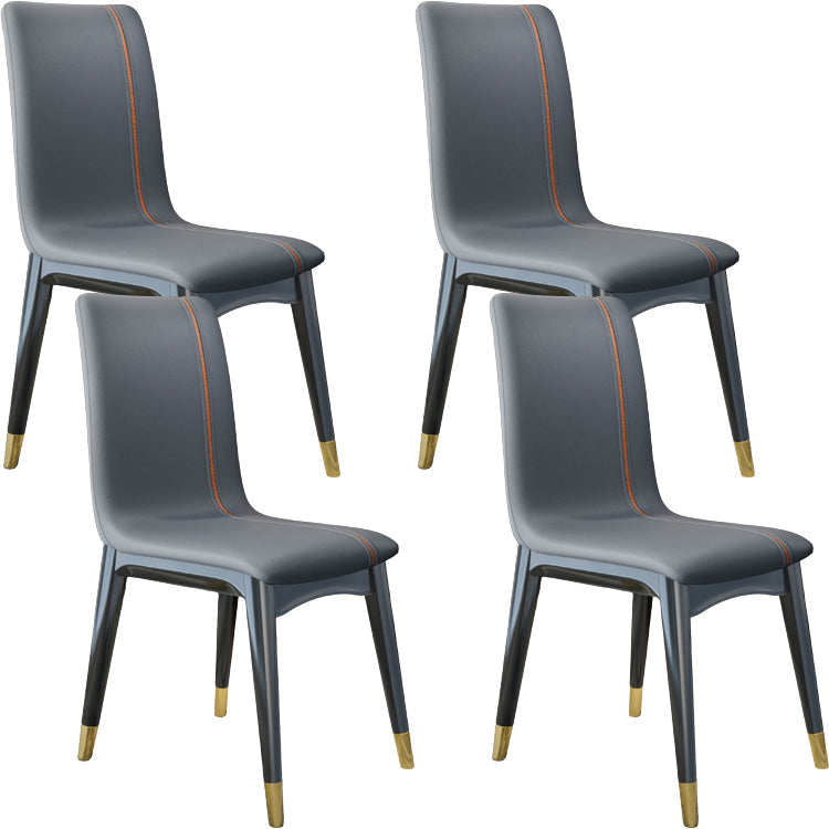 Glam -stijl lederen Parsons rug houten benen eetkamerstoel