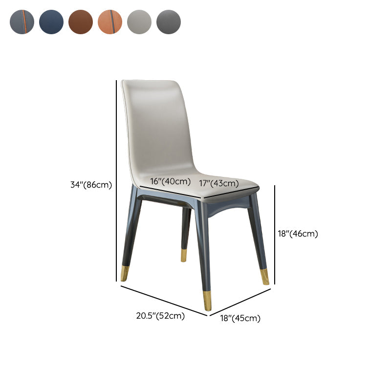 Glam -stijl lederen Parsons rug houten benen eetkamerstoel