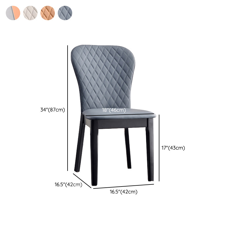 Glam -stijl lederen Parsons rug houten benen eetkamerstoel