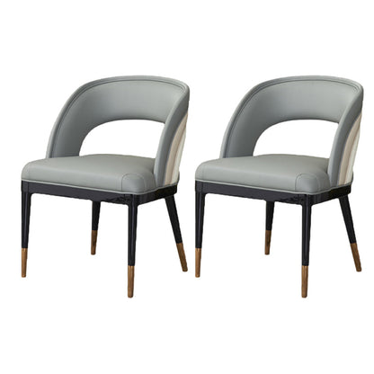 Glam Style Open Back Leather Upholstered Dining Chair with Wooden Legs 2 Piece Set Clearhalo 'Dining Chairs' 'Dining Tables & Seating' 'dining_chair' 'furn' 'furn_dining_chair' 'Furniture' 'Kitchen & Dining Furniture' 7733843