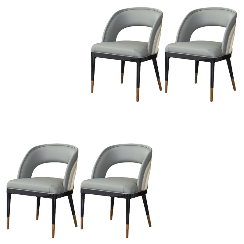 Glam Style Open Back Leather Upholstered Dining Chair with Wooden Legs 4 Piece Set Clearhalo 'Dining Chairs' 'Dining Tables & Seating' 'dining_chair' 'furn' 'furn_dining_chair' 'Furniture' 'Kitchen & Dining Furniture' 7733844
