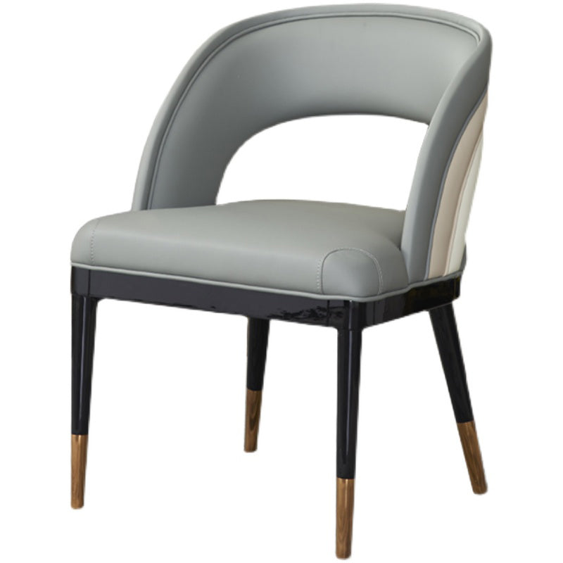 Glam Style Open Back Leather Upholstered Dining Chair with Wooden Legs Clearhalo 'Dining Chairs' 'Dining Tables & Seating' 'dining_chair' 'furn' 'furn_dining_chair' 'Furniture' 'Kitchen & Dining Furniture' 7733850