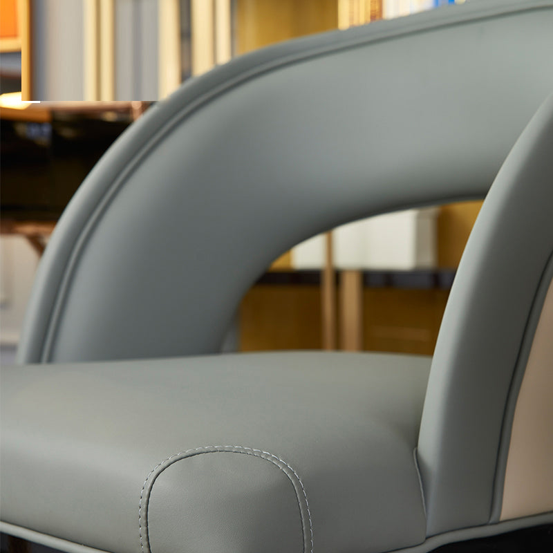 Glam Style Open Back Leather Upholstered Dining Chair with Wooden Legs Clearhalo 'Dining Chairs' 'Dining Tables & Seating' 'dining_chair' 'furn' 'furn_dining_chair' 'Furniture' 'Kitchen & Dining Furniture' 7733851