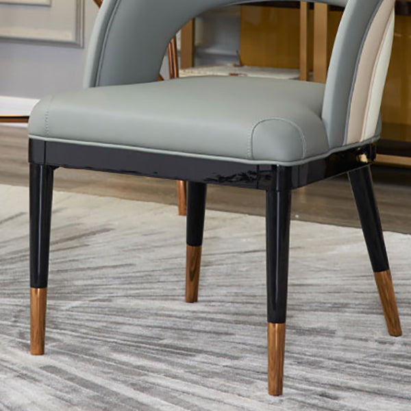 Glam Style Open Back Leather Upholstered Dining Chair with Wooden Legs Clearhalo 'Dining Chairs' 'Dining Tables & Seating' 'dining_chair' 'furn' 'furn_dining_chair' 'Furniture' 'Kitchen & Dining Furniture' 7733854