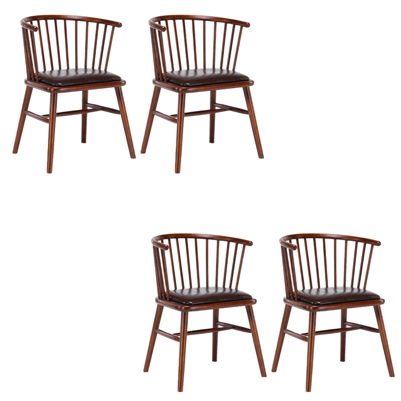 Modern Style Slat Back Solid Wood Dining Arm Chair for Home Use Nut-Brown 4 Piece Set Clearhalo 'Dining Chairs' 'Dining Tables & Seating' 'dining_chair' 'furn' 'furn_dining_chair' 'Furniture' 'Kitchen & Dining Furniture' 7733861