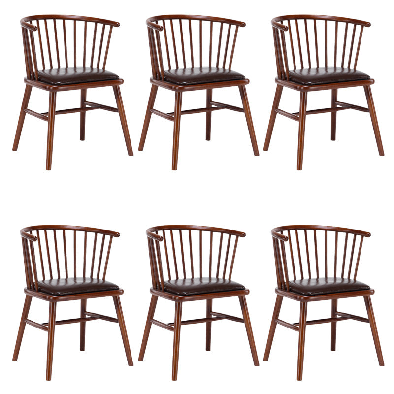 Modern Style Slat Back Solid Wood Dining Arm Chair for Home Use Nut-Brown 6 Piece Set Clearhalo 'Dining Chairs' 'Dining Tables & Seating' 'dining_chair' 'furn' 'furn_dining_chair' 'Furniture' 'Kitchen & Dining Furniture' 7733863