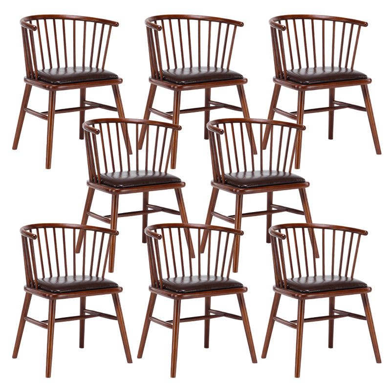 Modern Style Slat Back Solid Wood Dining Arm Chair for Home Use Nut-Brown 8 Piece Set Clearhalo 'Dining Chairs' 'Dining Tables & Seating' 'dining_chair' 'furn' 'furn_dining_chair' 'Furniture' 'Kitchen & Dining Furniture' 7733866