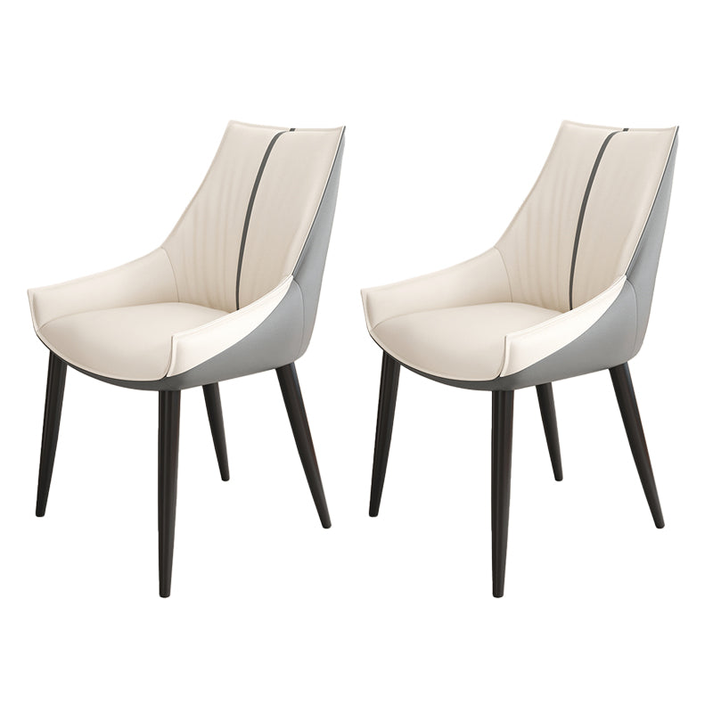 Glam Style Parsons Back Upholstered 4 Legs Home Use Dining Side Chair Off-White 2 Piece Set Black Clearhalo 'Dining Chairs' 'Dining Tables & Seating' 'dining_chair' 'furn' 'furn_dining_chair' 'Furniture' 'Kitchen & Dining Furniture' 7733884