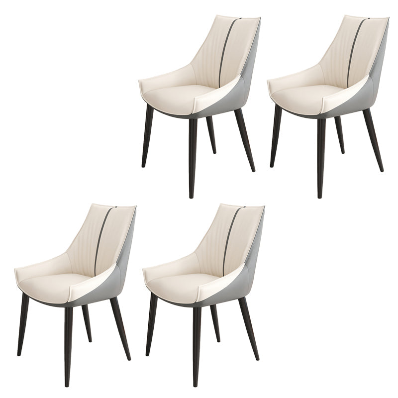 Glam Style Parsons Back Upholstered 4 Legs Home Use Dining Side Chair Off-White 4 Piece Set Black Clearhalo 'Dining Chairs' 'Dining Tables & Seating' 'dining_chair' 'furn' 'furn_dining_chair' 'Furniture' 'Kitchen & Dining Furniture' 7733886