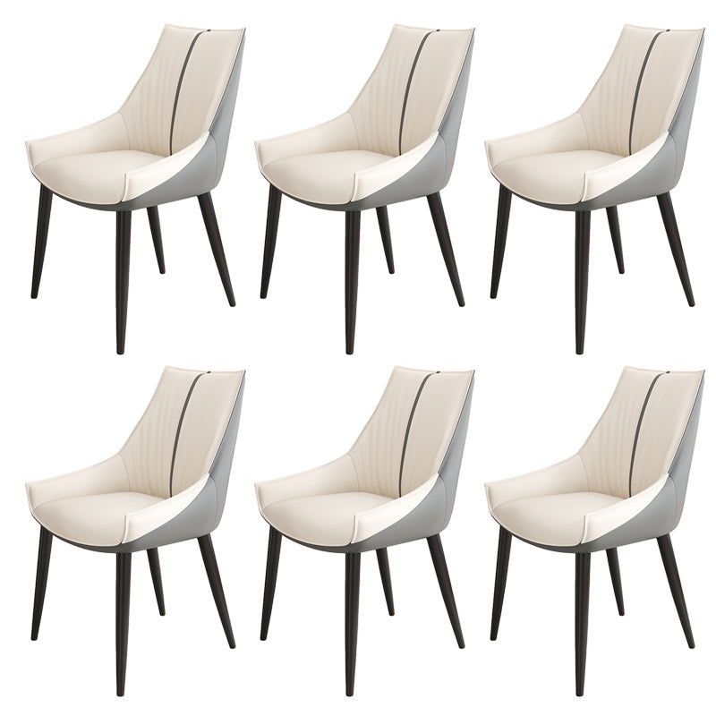 Glam Style Parsons Back Upholstered 4 Legs Home Use Dining Side Chair Off-White 6 Piece Set Black Clearhalo 'Dining Chairs' 'Dining Tables & Seating' 'dining_chair' 'furn' 'furn_dining_chair' 'Furniture' 'Kitchen & Dining Furniture' 7733888