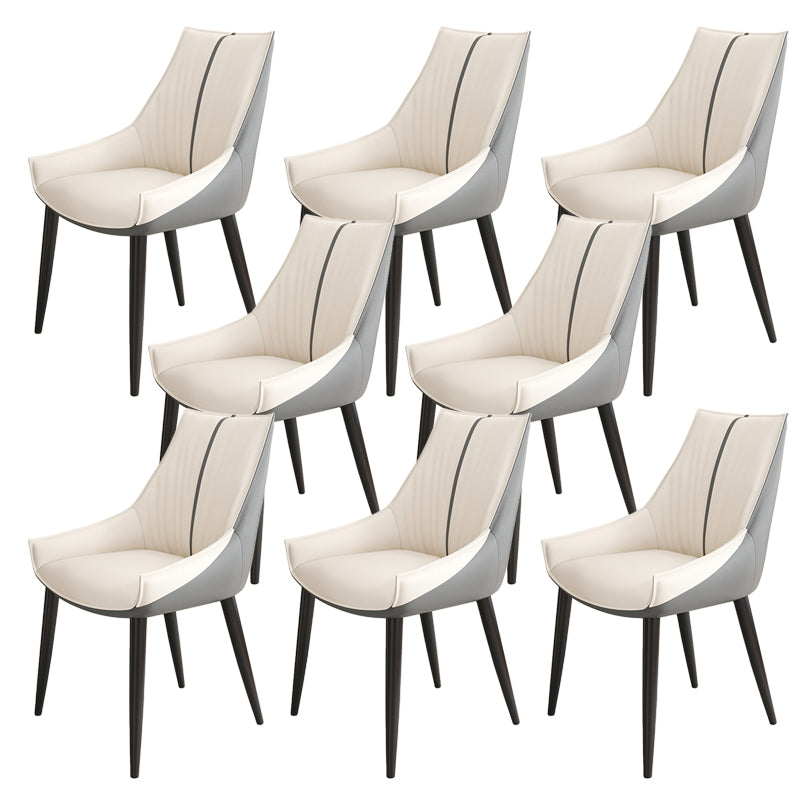 Glam Style Parsons Back Upholstered 4 Legs Home Use Dining Side Chair Off-White 8 Piece Set Black Clearhalo 'Dining Chairs' 'Dining Tables & Seating' 'dining_chair' 'furn' 'furn_dining_chair' 'Furniture' 'Kitchen & Dining Furniture' 7733891