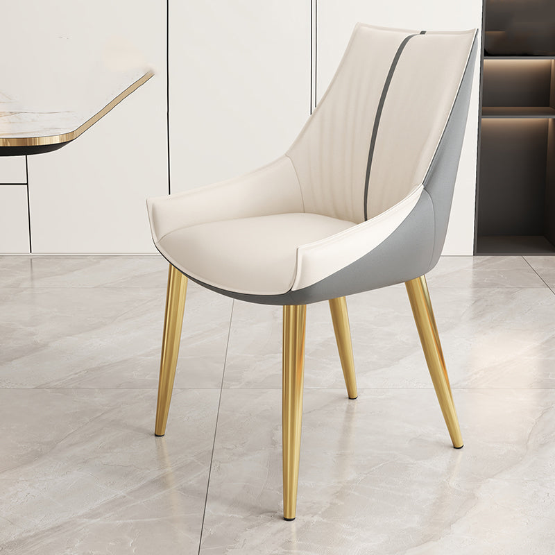 Glam Style Parsons Back Upholstered 4 Legs Home Use Dining Side Chair Off-White 1 Piece Brass Gold Clearhalo 'Dining Chairs' 'Dining Tables & Seating' 'dining_chair' 'furn' 'furn_dining_chair' 'Furniture' 'Kitchen & Dining Furniture' 7733893