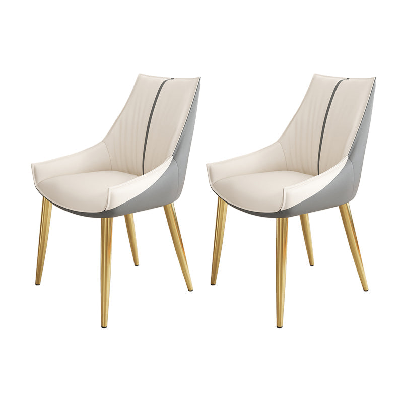 Glam Style Parsons Back Upholstered 4 Legs Home Use Dining Side Chair Off-White 2 Piece Set Brass Gold Clearhalo 'Dining Chairs' 'Dining Tables & Seating' 'dining_chair' 'furn' 'furn_dining_chair' 'Furniture' 'Kitchen & Dining Furniture' 7733895