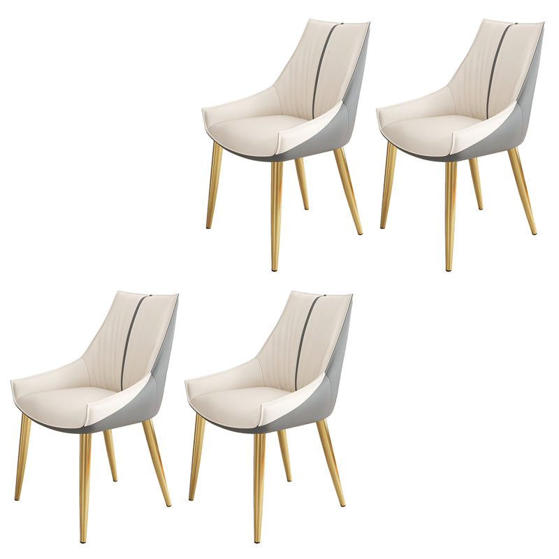 Glam Style Parsons Back Upholstered 4 Legs Home Use Dining Side Chair Off-White 4 Piece Set Brass Gold Clearhalo 'Dining Chairs' 'Dining Tables & Seating' 'dining_chair' 'furn' 'furn_dining_chair' 'Furniture' 'Kitchen & Dining Furniture' 7733897