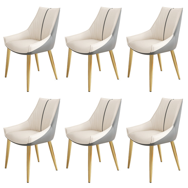 Glam Style Parsons Back Upholstered 4 Legs Home Use Dining Side Chair Off-White 6 Piece Set Brass Gold Clearhalo 'Dining Chairs' 'Dining Tables & Seating' 'dining_chair' 'furn' 'furn_dining_chair' 'Furniture' 'Kitchen & Dining Furniture' 7733898