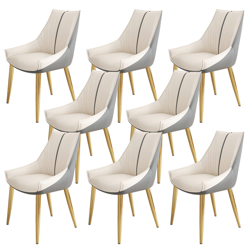 Glam Style Parsons Back Upholstered 4 Legs Home Use Dining Side Chair Off-White 8 Piece Set Brass Gold Clearhalo 'Dining Chairs' 'Dining Tables & Seating' 'dining_chair' 'furn' 'furn_dining_chair' 'Furniture' 'Kitchen & Dining Furniture' 7733900