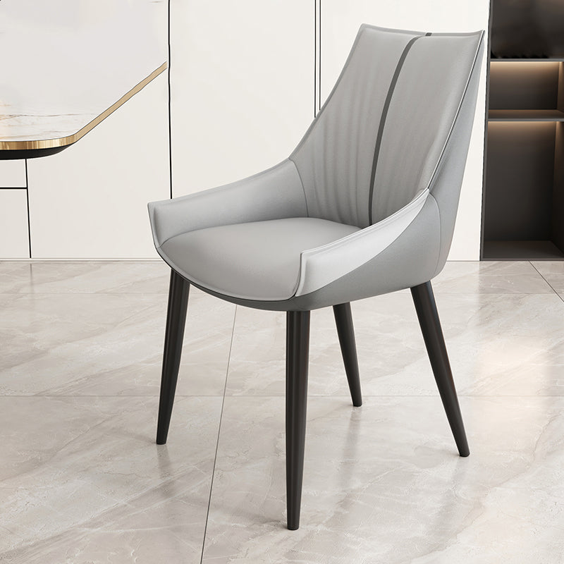 Glam Style Parsons Back Upholstered 4 Legs Home Use Dining Side Chair Dark Grey Light Grey 1 Piece Black Clearhalo 'Dining Chairs' 'Dining Tables & Seating' 'dining_chair' 'furn' 'furn_dining_chair' 'Furniture' 'Kitchen & Dining Furniture' 7733902