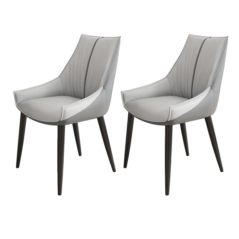 Glam Style Parsons Back Upholstered 4 Legs Home Use Dining Side Chair Dark Grey Light Grey 2 Piece Set Black Clearhalo 'Dining Chairs' 'Dining Tables & Seating' 'dining_chair' 'furn' 'furn_dining_chair' 'Furniture' 'Kitchen & Dining Furniture' 7733903