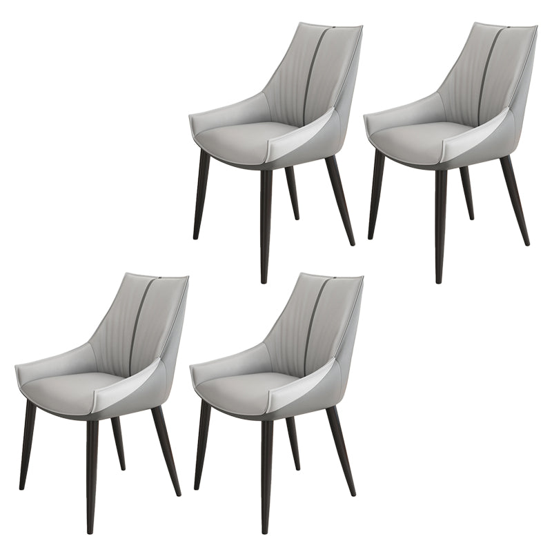 Glam Style Parsons Back Upholstered 4 Legs Home Use Dining Side Chair Dark Grey Light Grey 4 Piece Set Black Clearhalo 'Dining Chairs' 'Dining Tables & Seating' 'dining_chair' 'furn' 'furn_dining_chair' 'Furniture' 'Kitchen & Dining Furniture' 7733904