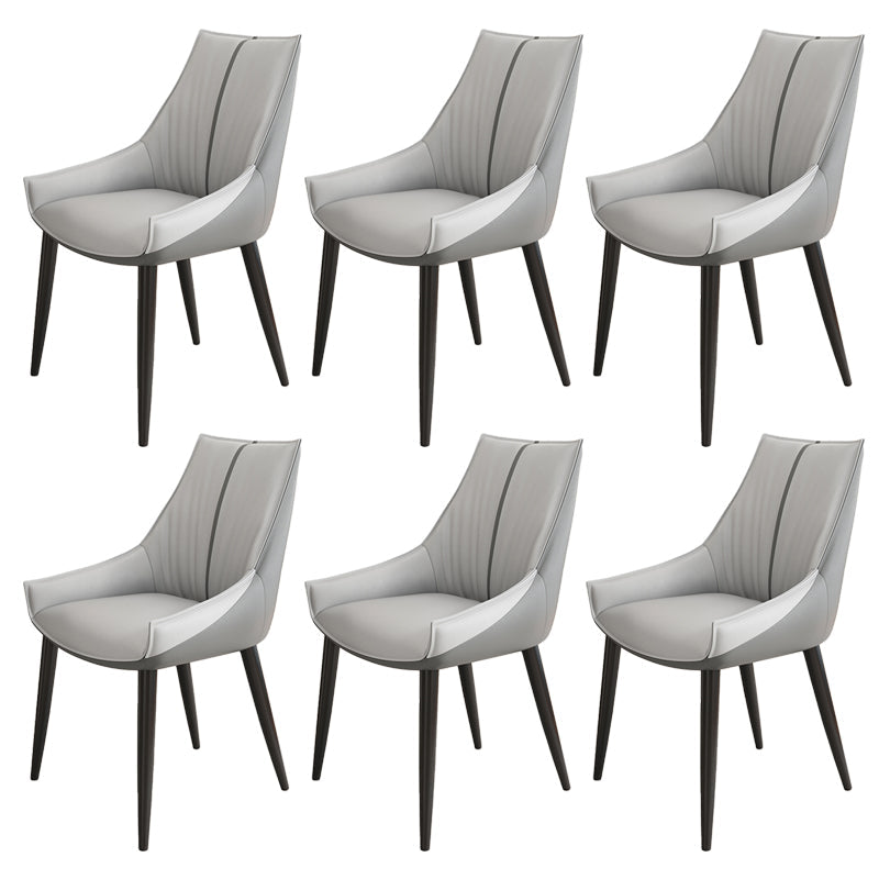 Glam Style Parsons Back Upholstered 4 Legs Home Use Dining Side Chair Dark Grey Light Grey 6 Piece Set Black Clearhalo 'Dining Chairs' 'Dining Tables & Seating' 'dining_chair' 'furn' 'furn_dining_chair' 'Furniture' 'Kitchen & Dining Furniture' 7733905