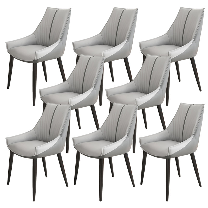 Glam Style Parsons Back Upholstered 4 Legs Home Use Dining Side Chair Dark Grey Light Grey 8 Piece Set Black Clearhalo 'Dining Chairs' 'Dining Tables & Seating' 'dining_chair' 'furn' 'furn_dining_chair' 'Furniture' 'Kitchen & Dining Furniture' 7733906