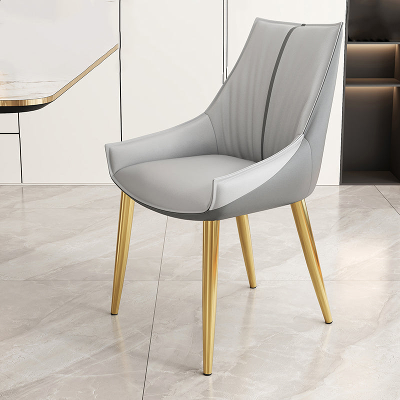 Glam Style Parsons Back Upholstered 4 Legs Home Use Dining Side Chair Dark Grey Light Grey 1 Piece Brass Gold Clearhalo 'Dining Chairs' 'Dining Tables & Seating' 'dining_chair' 'furn' 'furn_dining_chair' 'Furniture' 'Kitchen & Dining Furniture' 7733907