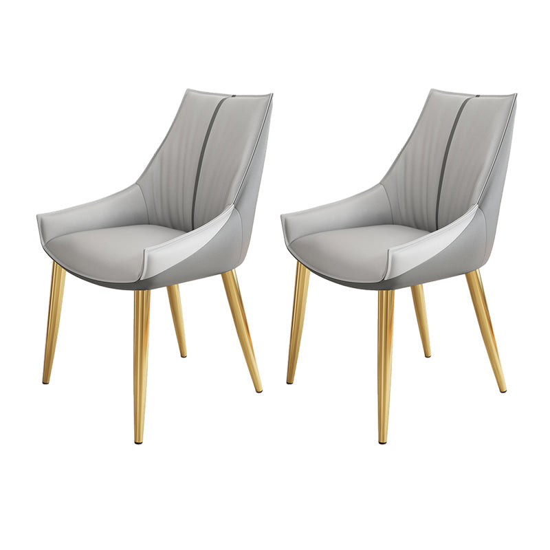 Glam Style Parsons Back Upholstered 4 Legs Home Use Dining Side Chair Dark Grey Light Grey 2 Piece Set Brass Gold Clearhalo 'Dining Chairs' 'Dining Tables & Seating' 'dining_chair' 'furn' 'furn_dining_chair' 'Furniture' 'Kitchen & Dining Furniture' 7733908