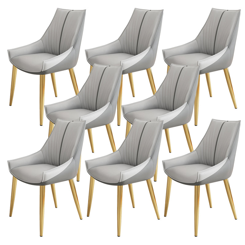 Glam Style Parsons Back Upholstered 4 Legs Home Use Dining Side Chair Dark Grey Light Grey 8 Piece Set Brass Gold Clearhalo 'Dining Chairs' 'Dining Tables & Seating' 'dining_chair' 'furn' 'furn_dining_chair' 'Furniture' 'Kitchen & Dining Furniture' 7733911