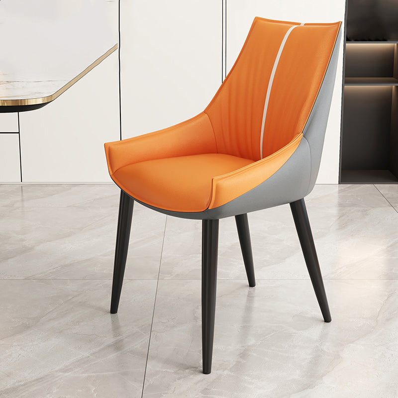 Glam Style Parsons Back Upholstered 4 Legs Home Use Dining Side Chair Grey Orange 1 Piece Black Clearhalo 'Dining Chairs' 'Dining Tables & Seating' 'dining_chair' 'furn' 'furn_dining_chair' 'Furniture' 'Kitchen & Dining Furniture' 7733912