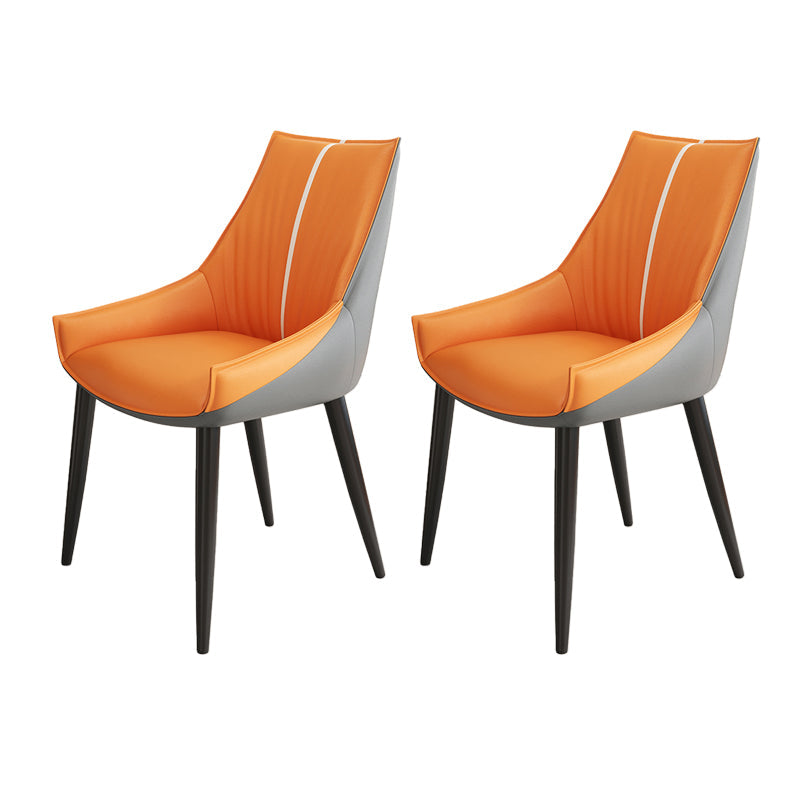 Glam Style Parsons Back Upholstered 4 Legs Home Use Dining Side Chair Grey Orange 2 Piece Set Black Clearhalo 'Dining Chairs' 'Dining Tables & Seating' 'dining_chair' 'furn' 'furn_dining_chair' 'Furniture' 'Kitchen & Dining Furniture' 7733913