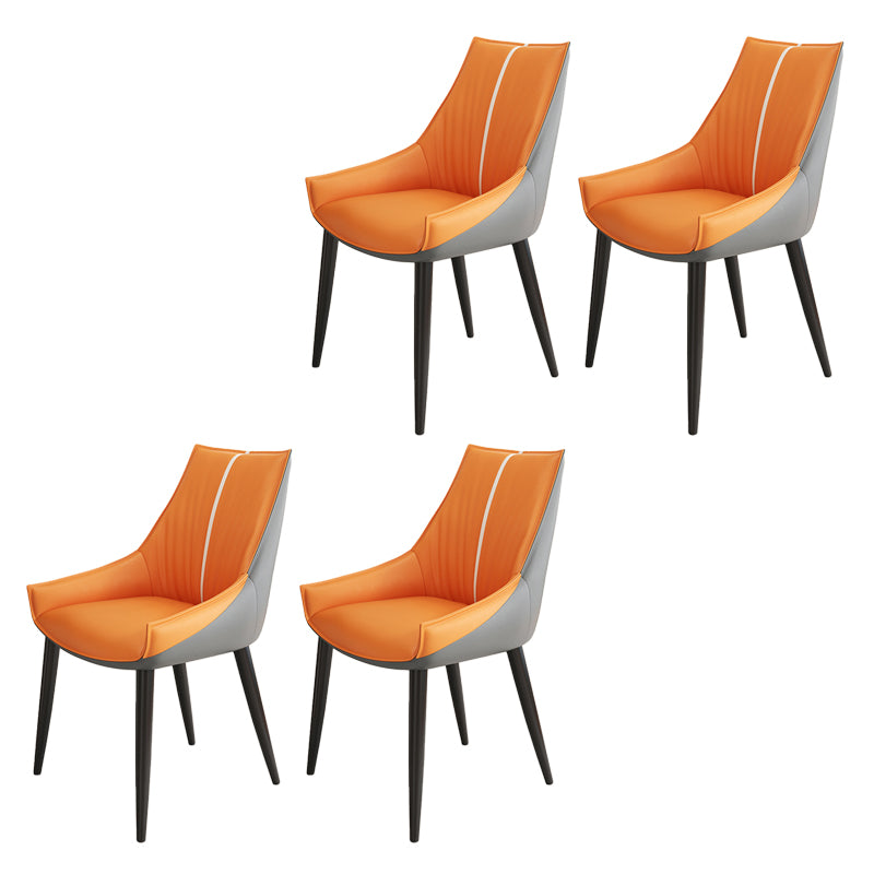 Glam Style Parsons Back Upholstered 4 Legs Home Use Dining Side Chair Grey Orange 4 Piece Set Black Clearhalo 'Dining Chairs' 'Dining Tables & Seating' 'dining_chair' 'furn' 'furn_dining_chair' 'Furniture' 'Kitchen & Dining Furniture' 7733914
